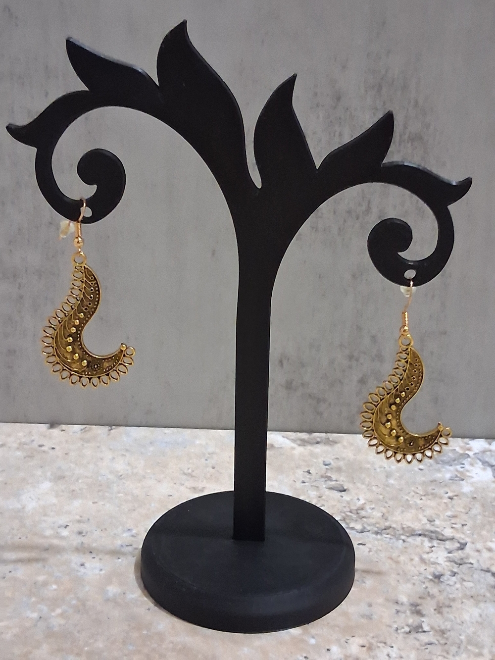 Gold Tone Paisley Drop Earrings